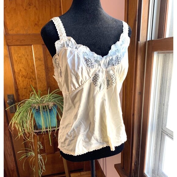 illusion Tops - Vintage 90s Y2K Illusion Lace Cami Coquette Fairycore Feminine Lingerie Top S